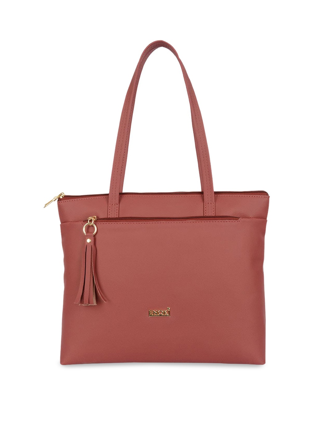 

ENOKI Textured Structured Shoulder Bag With Tasselled, Red