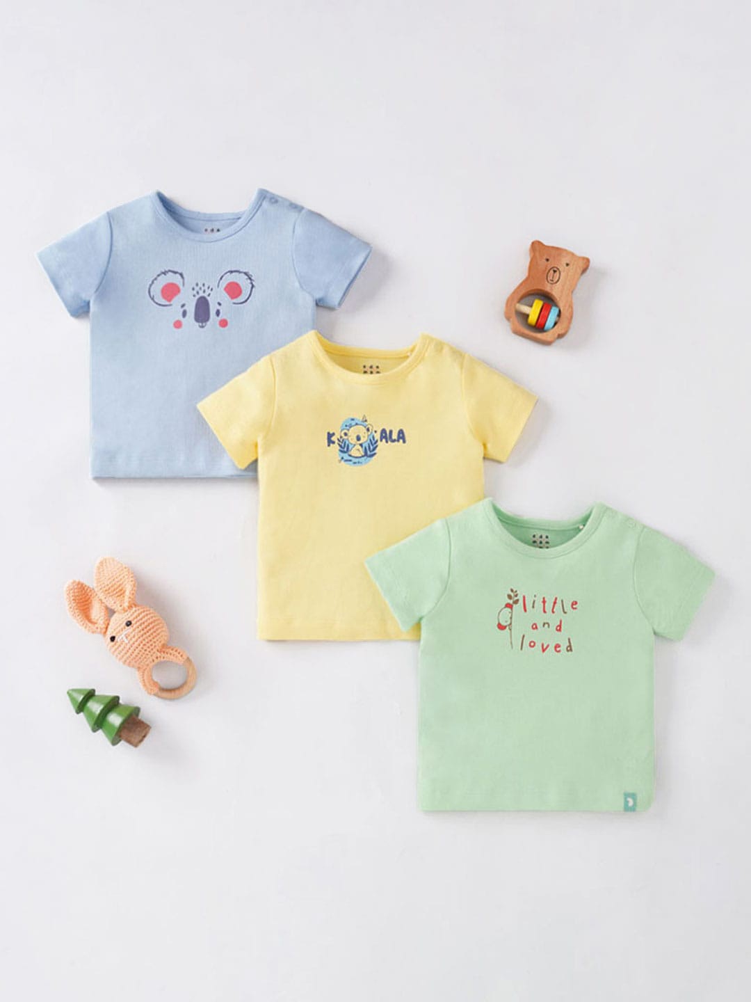 

Ed-a-Mamma Baby Infant Boys Pack Of 3 Graphic Printed Pure Cotton T-shirt, Blue