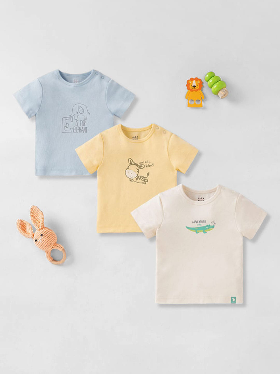 

Ed-a-Mamma Baby Infants Pack Of 3 Graphic Printed Cotton T-shirt, Blue