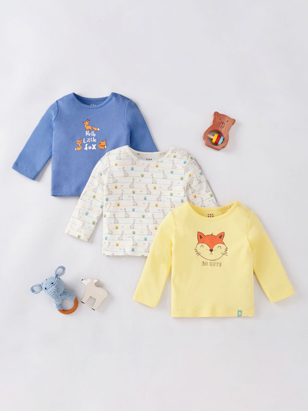 

Ed-a-Mamma Baby Infant Boys Pack Of 3 Graphic Printed T-shirt, Blue