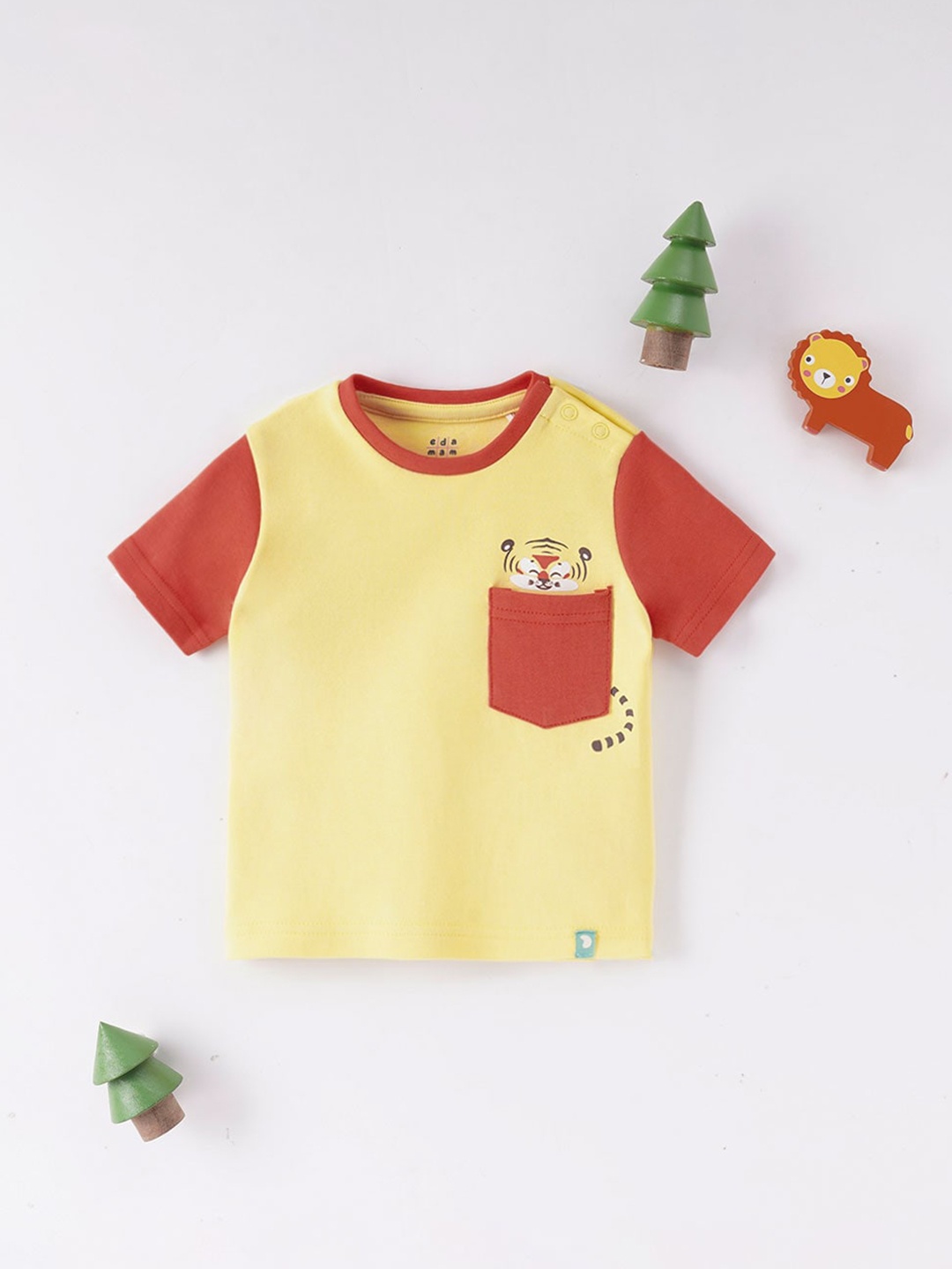 

Ed-a-Mamma Baby Infant Boys Graphic Printed Pure Cotton T-shirt, Yellow