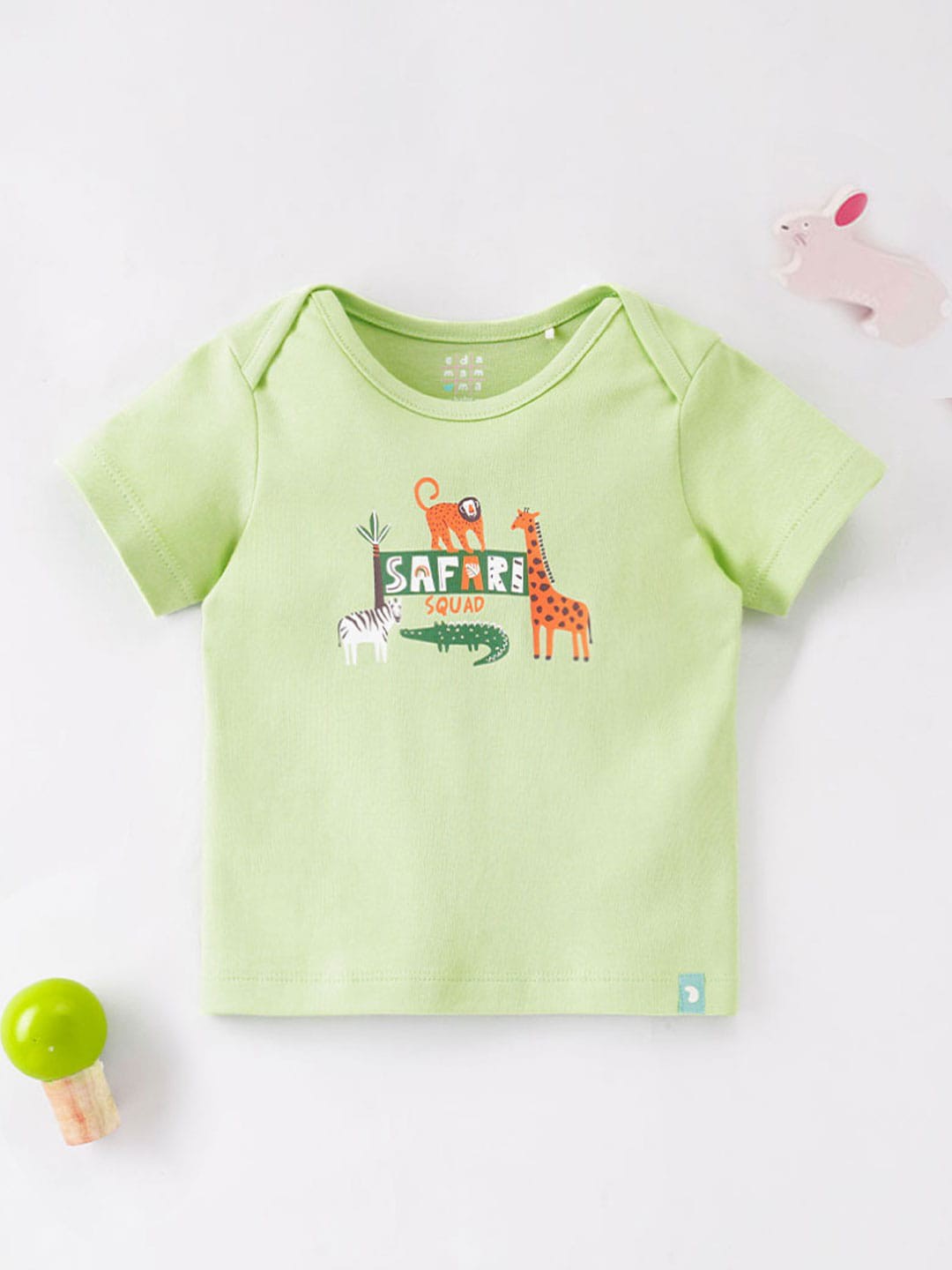 

Ed-a-Mamma Baby Infant Boys Graphic Printed Cotton T-shirt, Lime green