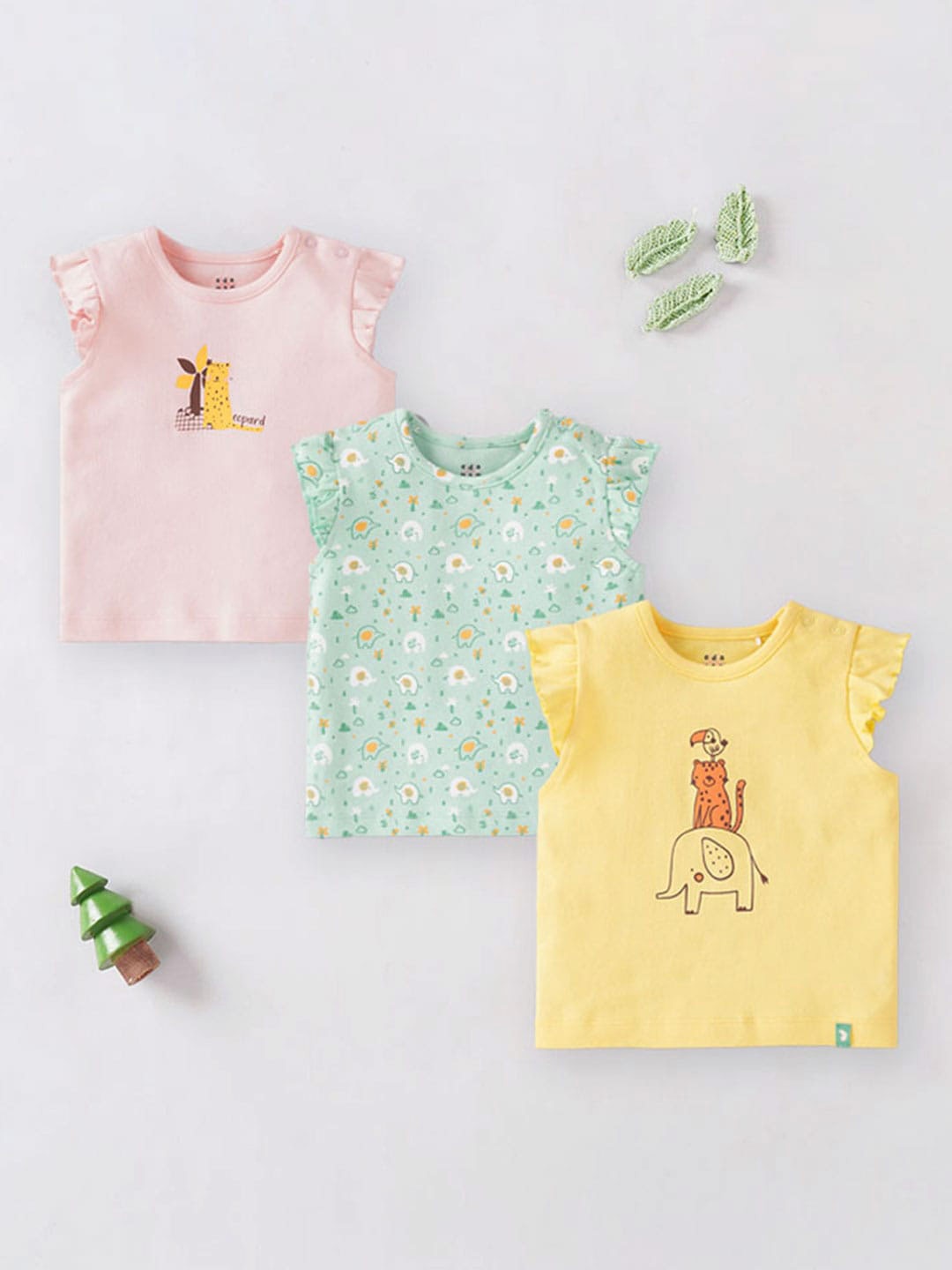

Ed-a-Mamma Baby Infant Girls Pack Of 3 Graphic Printed Pure Cotton T-shirt, Pink