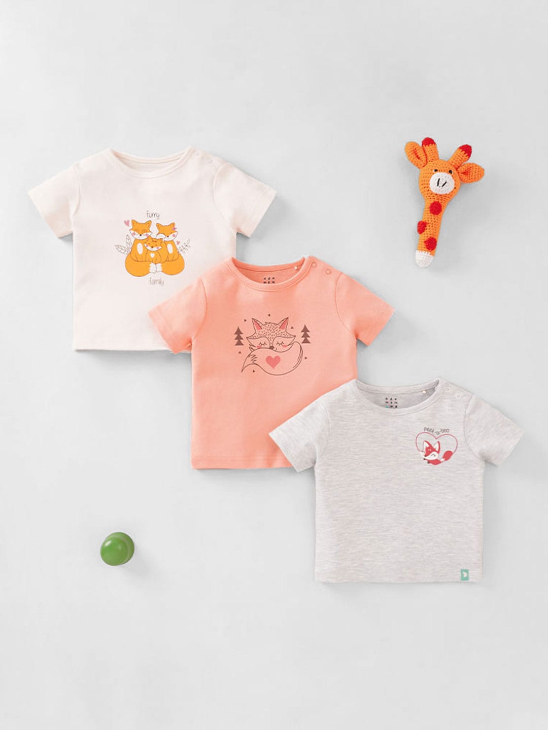 

Ed-a-Mamma Baby Girls Pack Of 3 Graphic Printed Cotton T-shirt, Off white