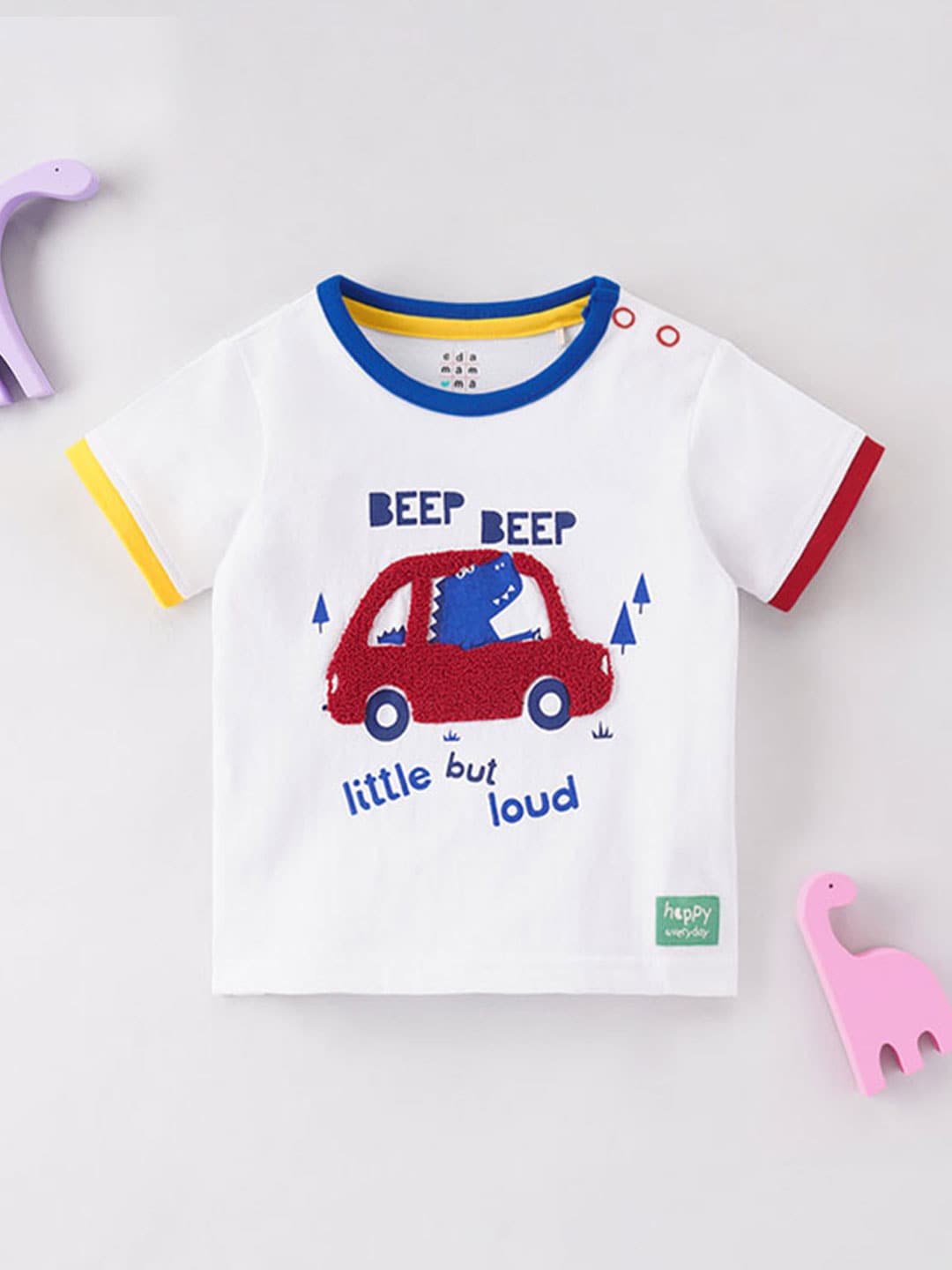 

Ed-a-Mamma Baby Boys Graphic Printed Cotton T-shirt, White