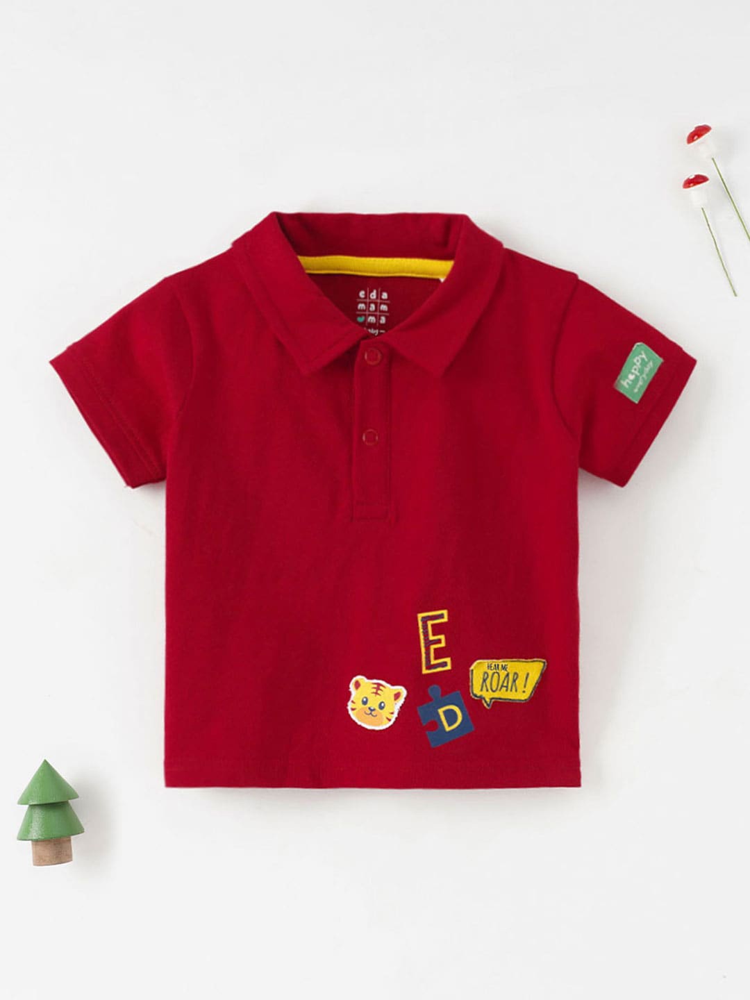 

Ed-a-Mamma Baby Boys Polo Collar Cotton T-shirt, Red