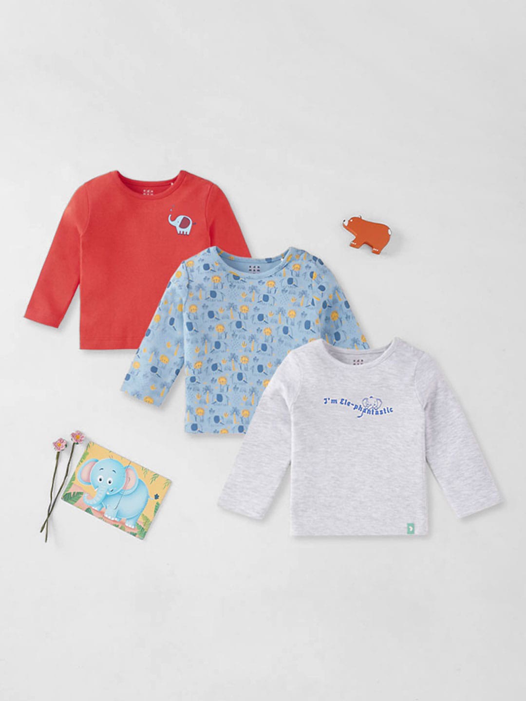

Ed-a-Mamma Baby Infant Boys Pack Of 3 Printed Cotton T-shirt, Red