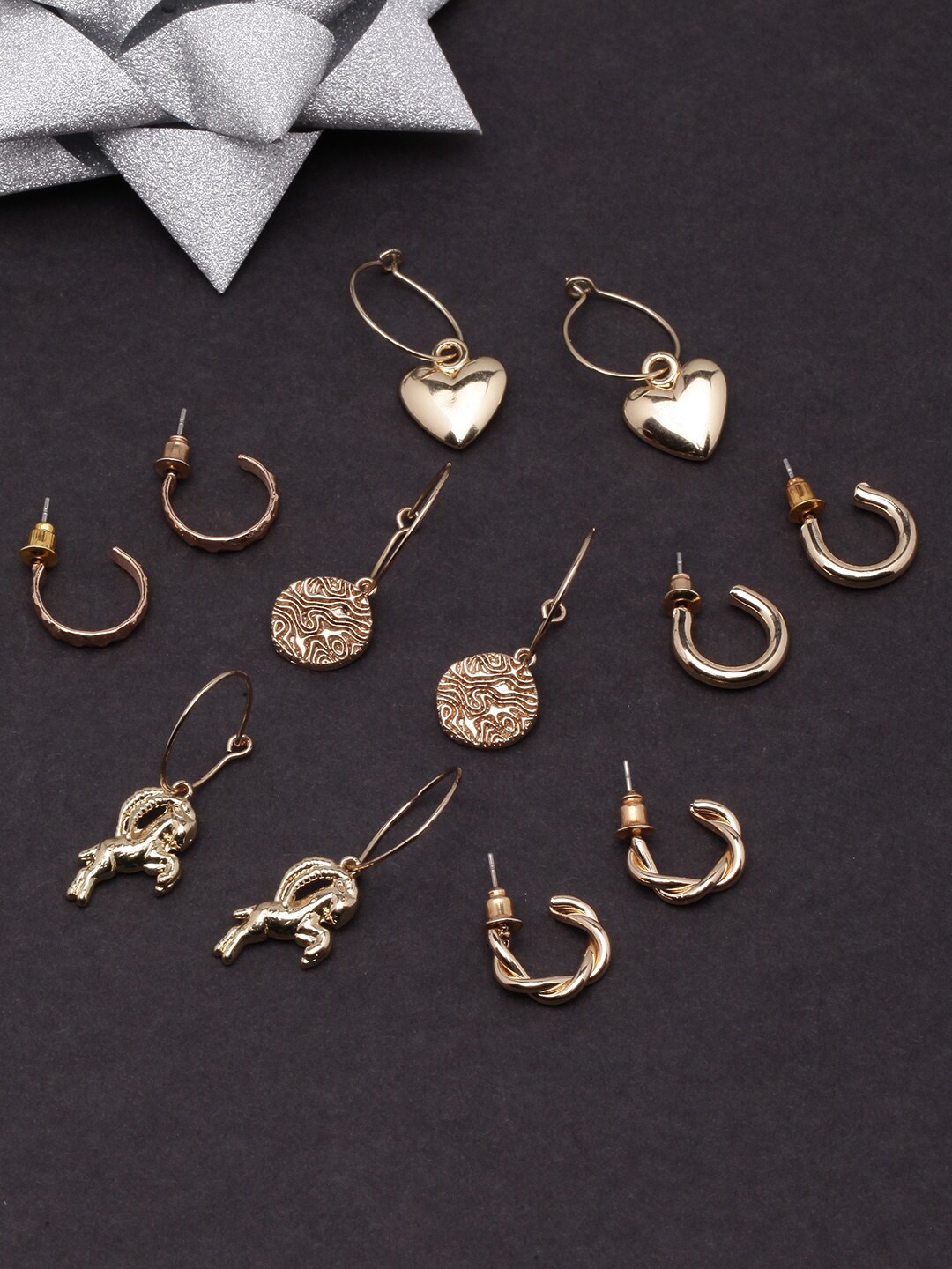 

DIVA WALK Set Of 6 Gold-Plated Drop Earrings