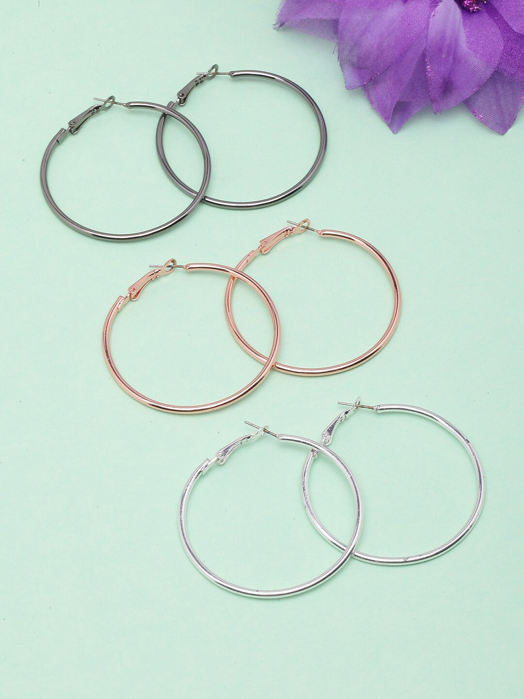 

DIVA WALK Rose Gold-Plated Contemporary Hoop Earrings