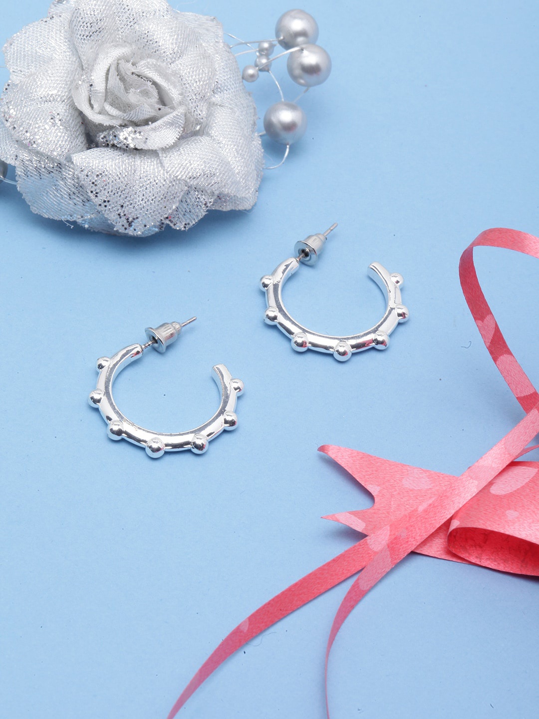 

DIVA WALK Silver-Plated Circular Studs Earrings