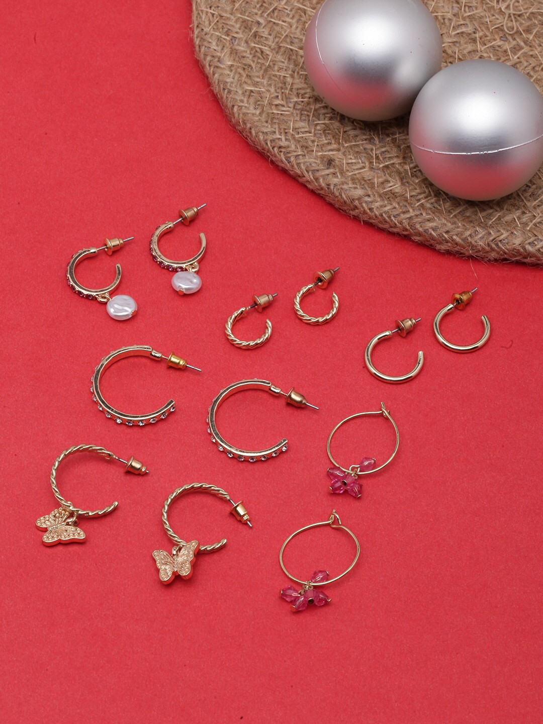 

DIVA WALK Set Of 6 Gold-Plated Half Hoop Earrings