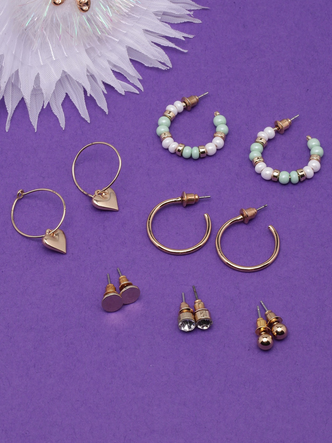 

DIVA WALK Set Of 6 Gold-Plated Circular Hoop Earrings