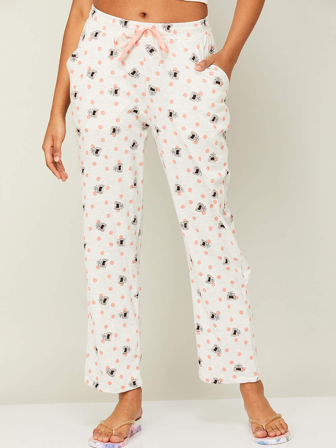 

Ginger by Lifestyle Women Printed Mid-Rise Cotton Lounge Pants, Grey