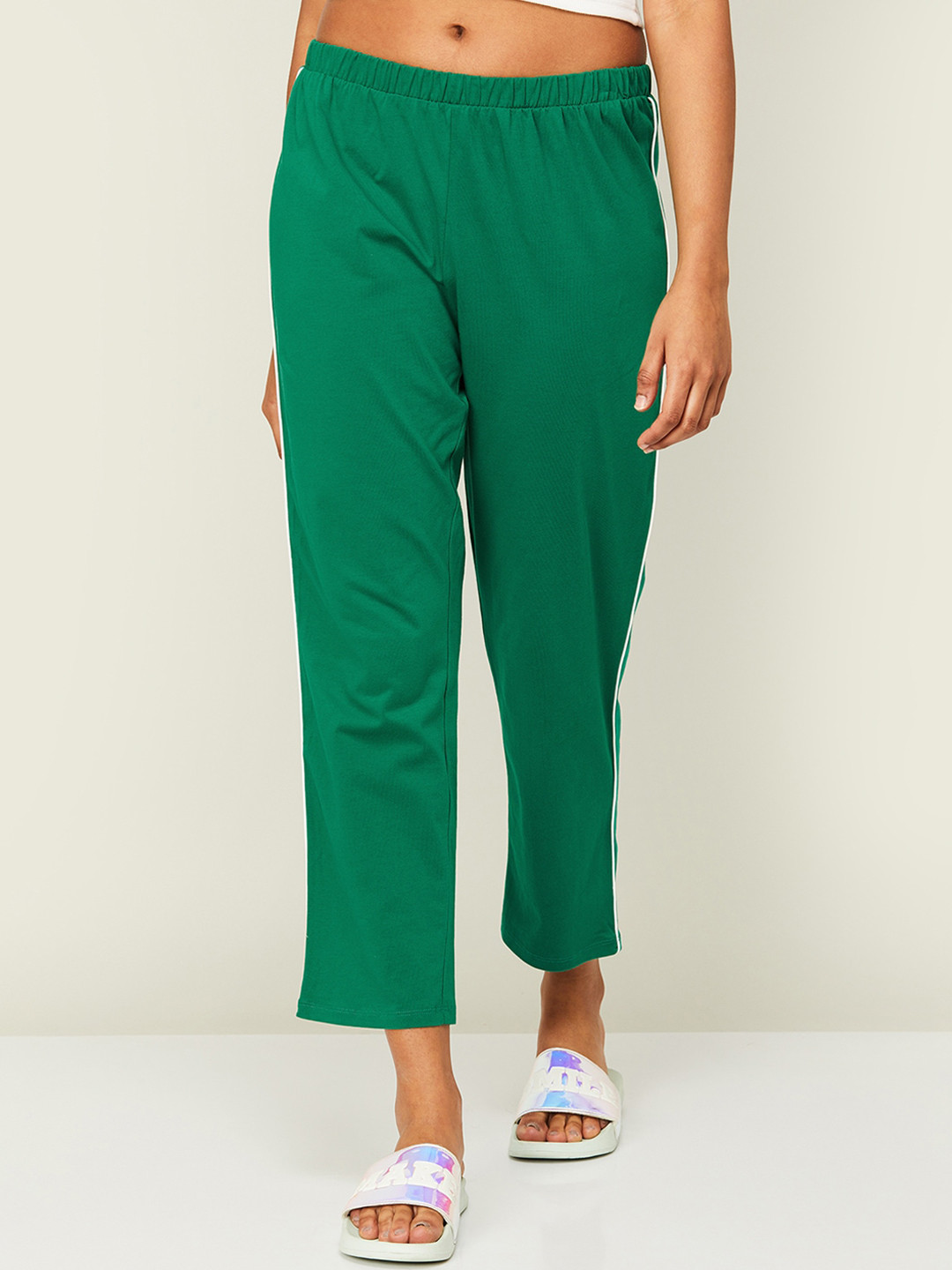 

Ginger by Lifestyle Women Mid-Rise Cropped Cotton Lounge Pants, Green
