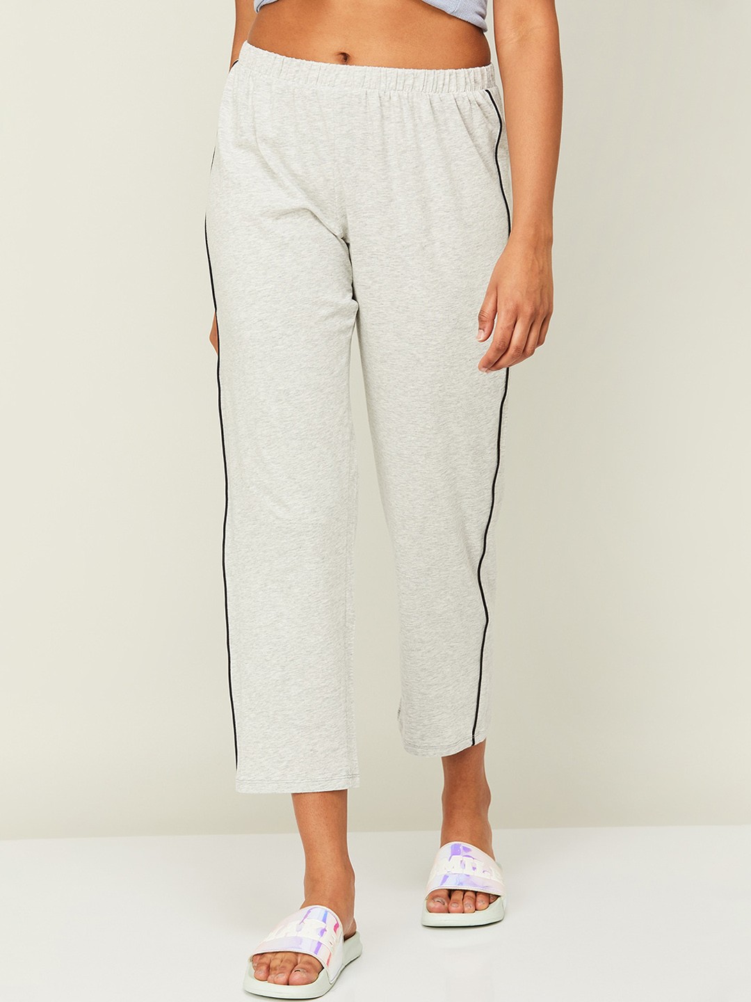 

Ginger by Lifestyle Women Mid-Rise Cropped Cotton Lounge Pants, Grey
