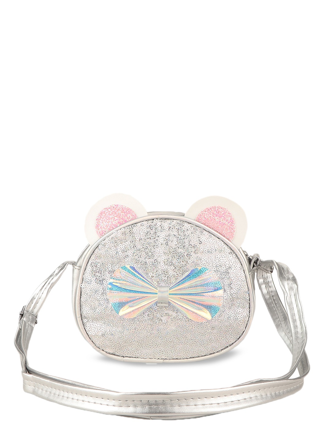

Asthetika Kids Girls Embellished Structured Sling Bag With Bow Detail, Silver