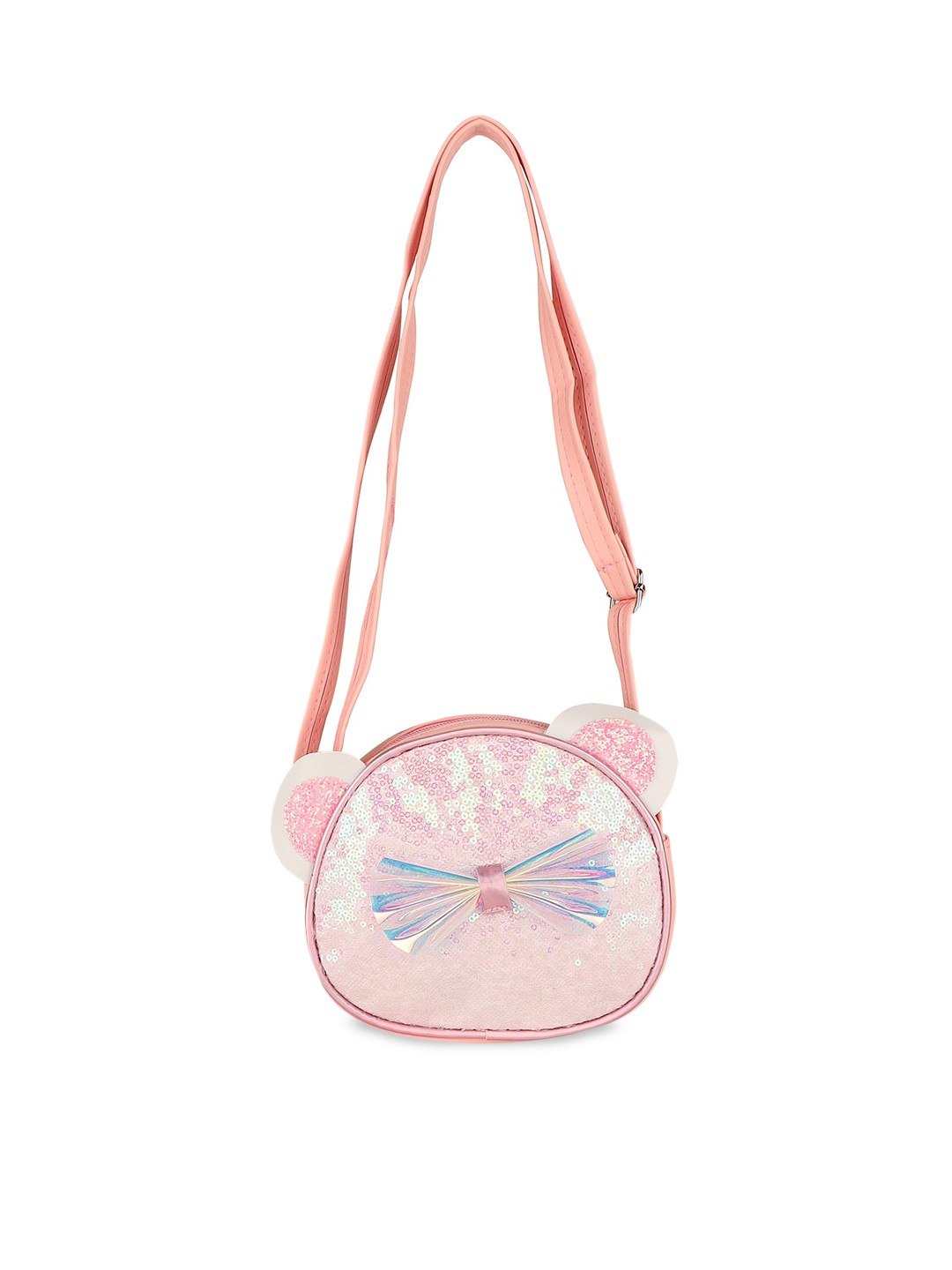

Asthetika Kids Pink PU Structured Sling Bag with Bow Detail