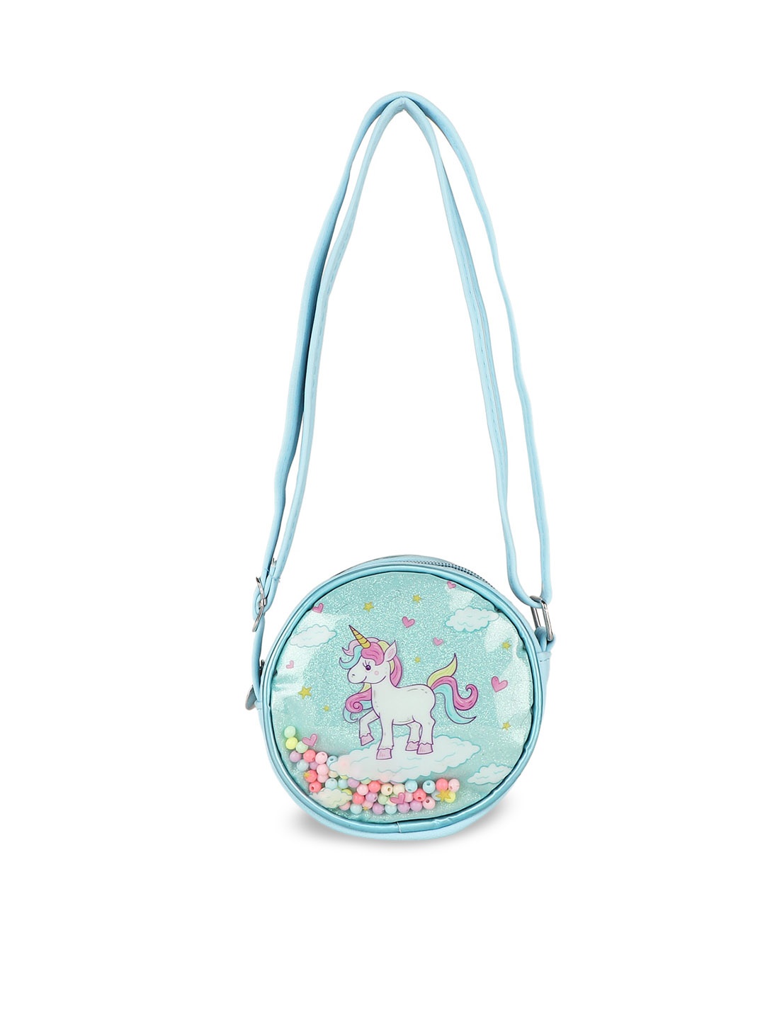 

Asthetika Kids Girls Self Design Small Sling Bag, Turquoise blue