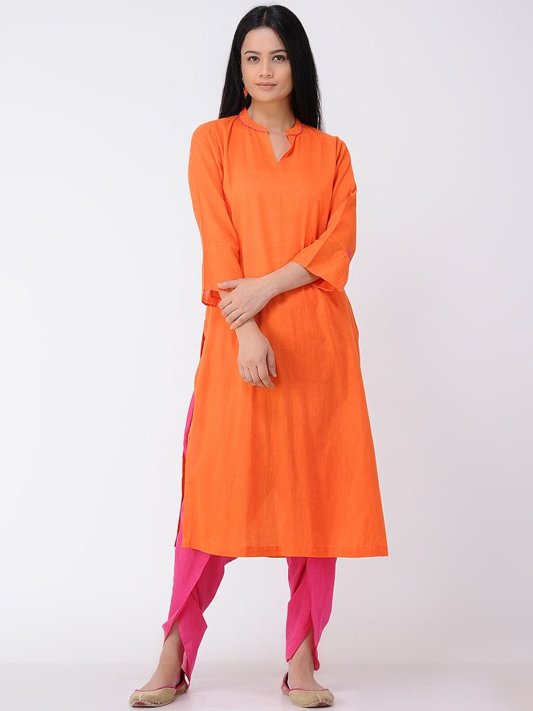 

SMRITI GUPTA Mandarin Collar A-Line Kurta, Orange