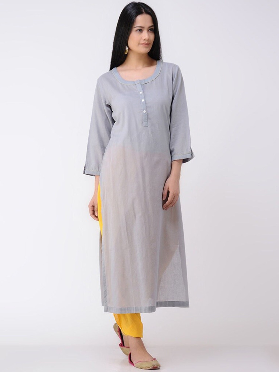 

SMRITI GUPTA Round Neck Pure Cotton Kurta, Grey