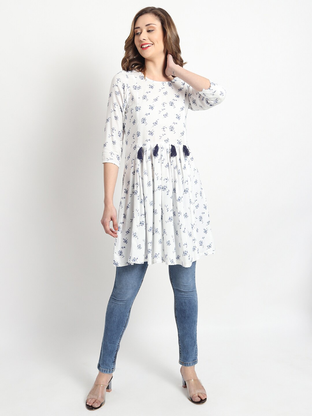 

ISAM Viscose Rayon Printed Tunic, White