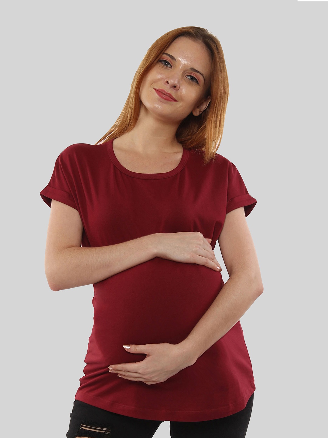 

SillyBoom Extended Sleeves Maternity T-shirt, Maroon