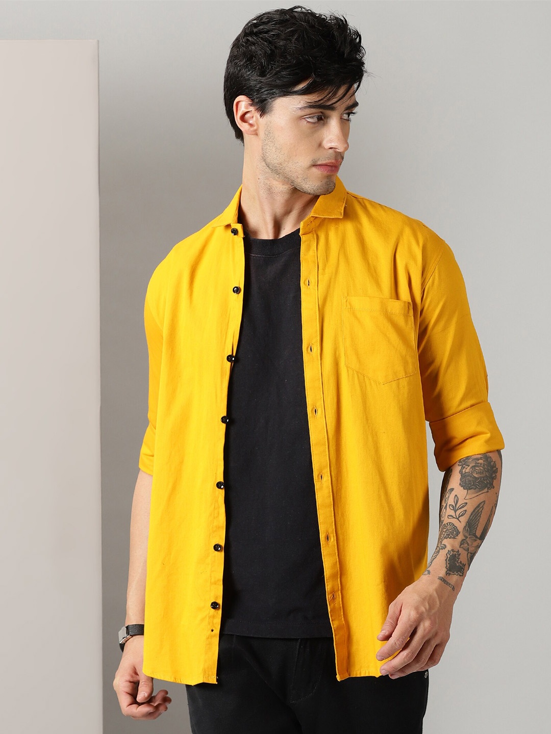 

Rodzen Standard Cotton Casual Shirt, Mustard
