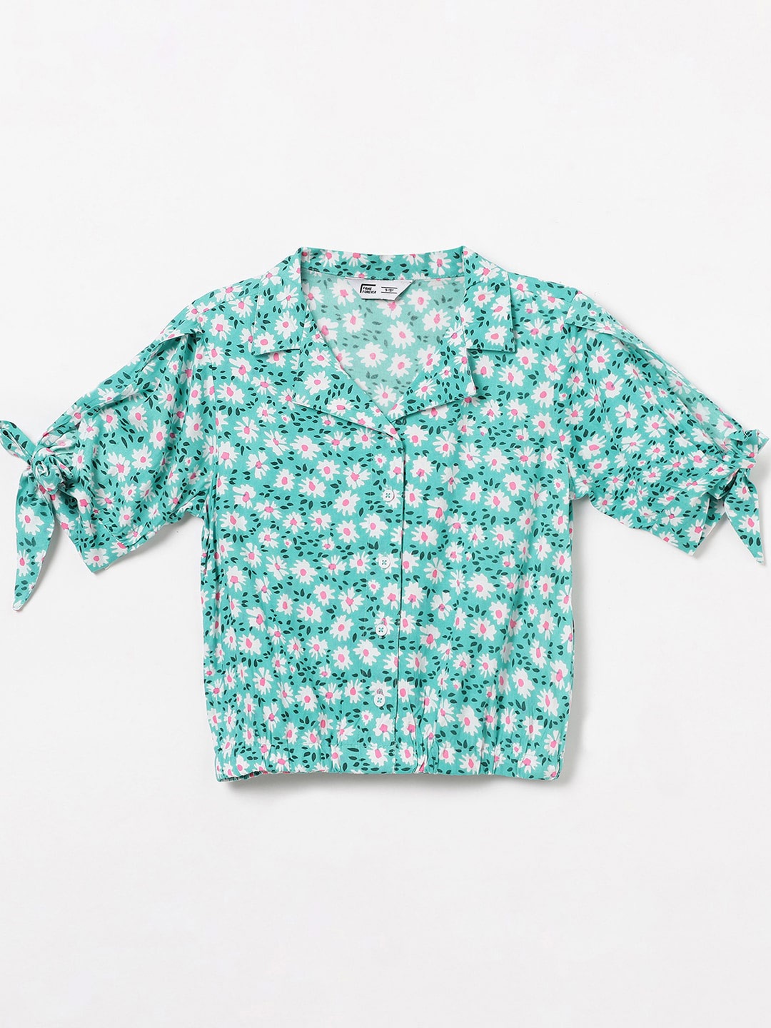 

Fame Forever by Lifestyle Shirt Collar Floral Printed Shirt Style Top, Green