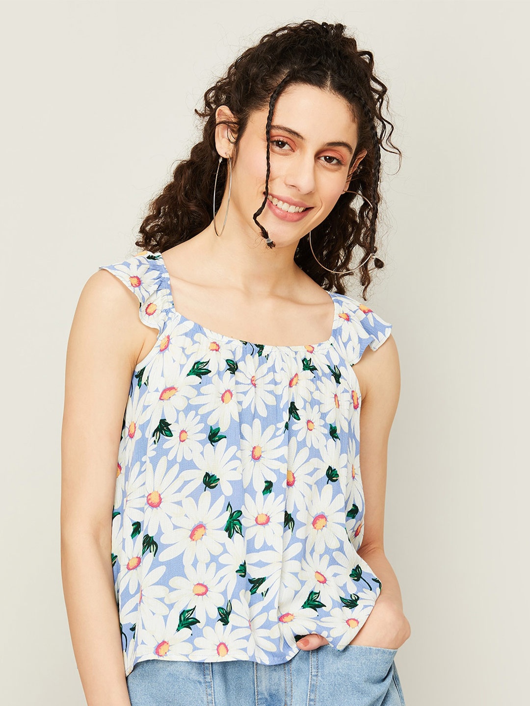 

Ginger by Lifestyle Floral Print Sleeveless Top, Blue