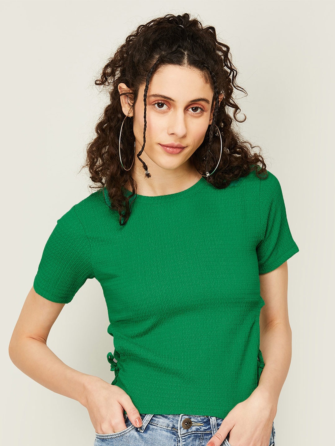 

Ginger by Lifestyle Round Neck Cut Out Top, Green