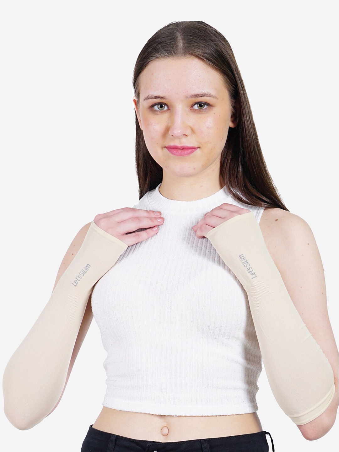 

TEEMOODS Textured Sun Protection Arm Sleeve Gloves, Beige