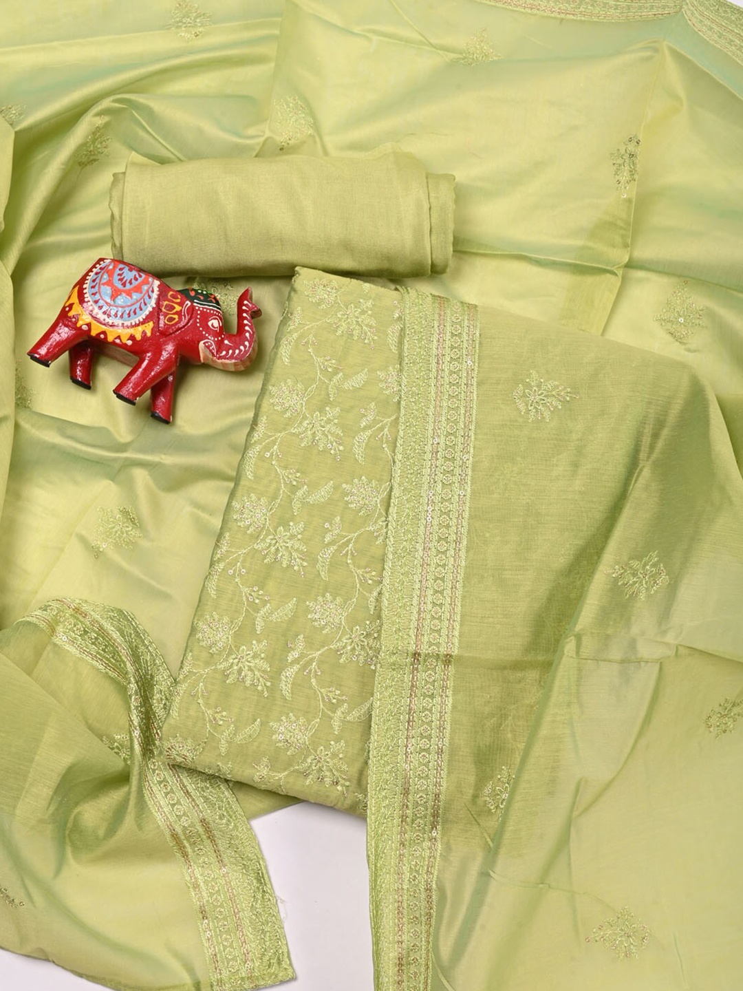 

Meena Bazaar Green Embroidered Pure Silk Unstitched Dress Material