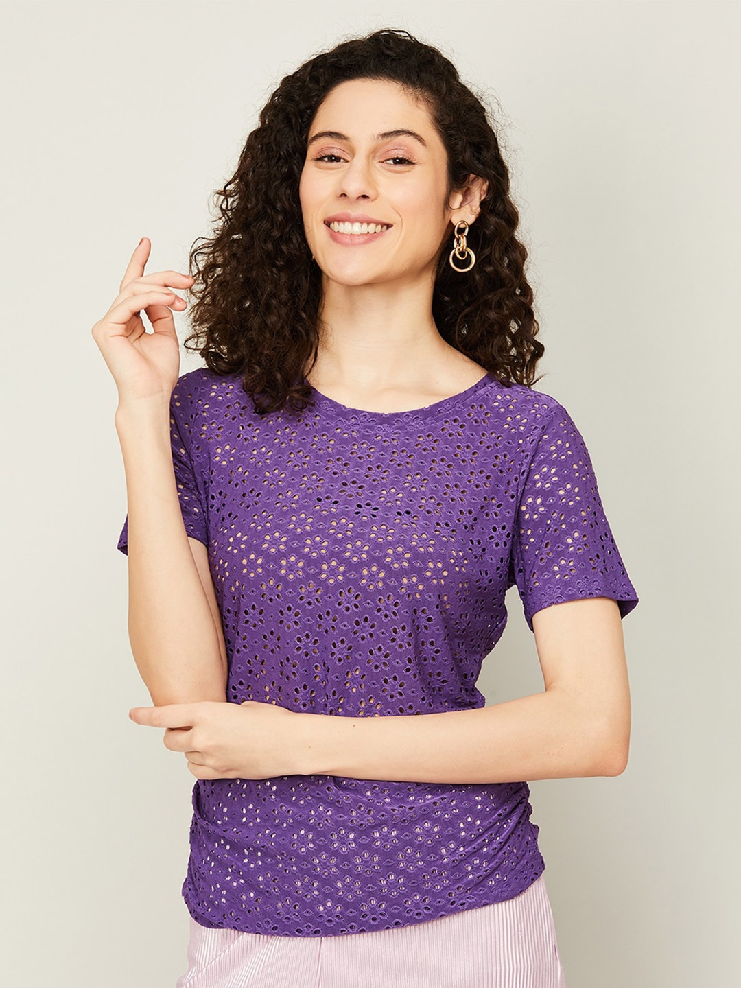 

Fame Forever by Lifestyle Purple Print Top