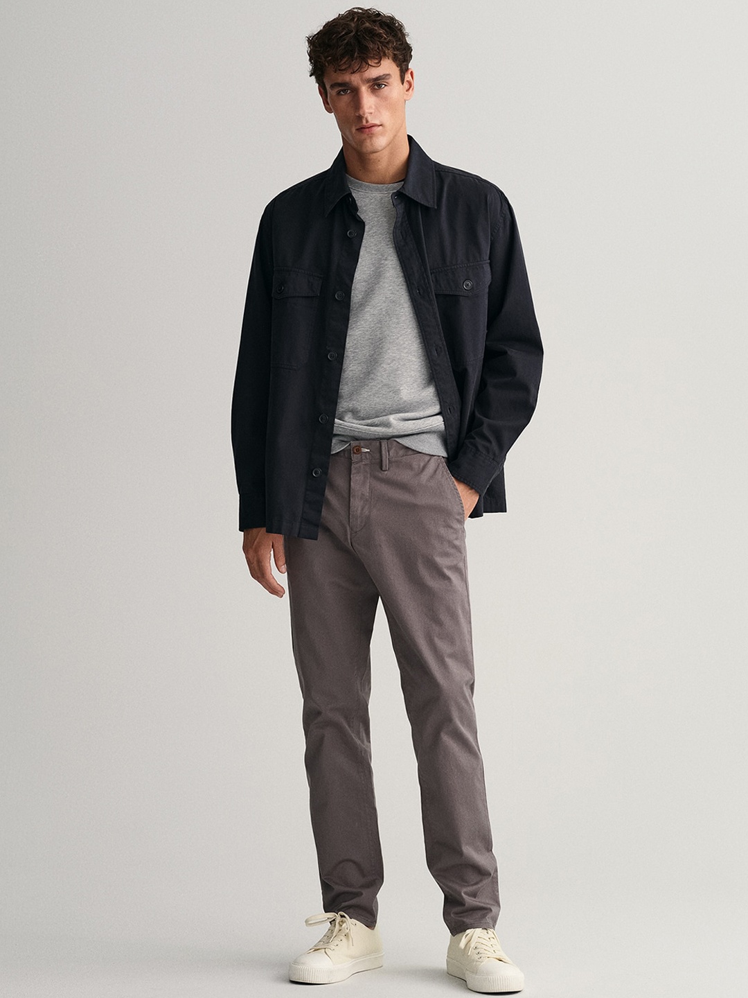 

GANT Men Grey Comfort Slim Fit Trousers