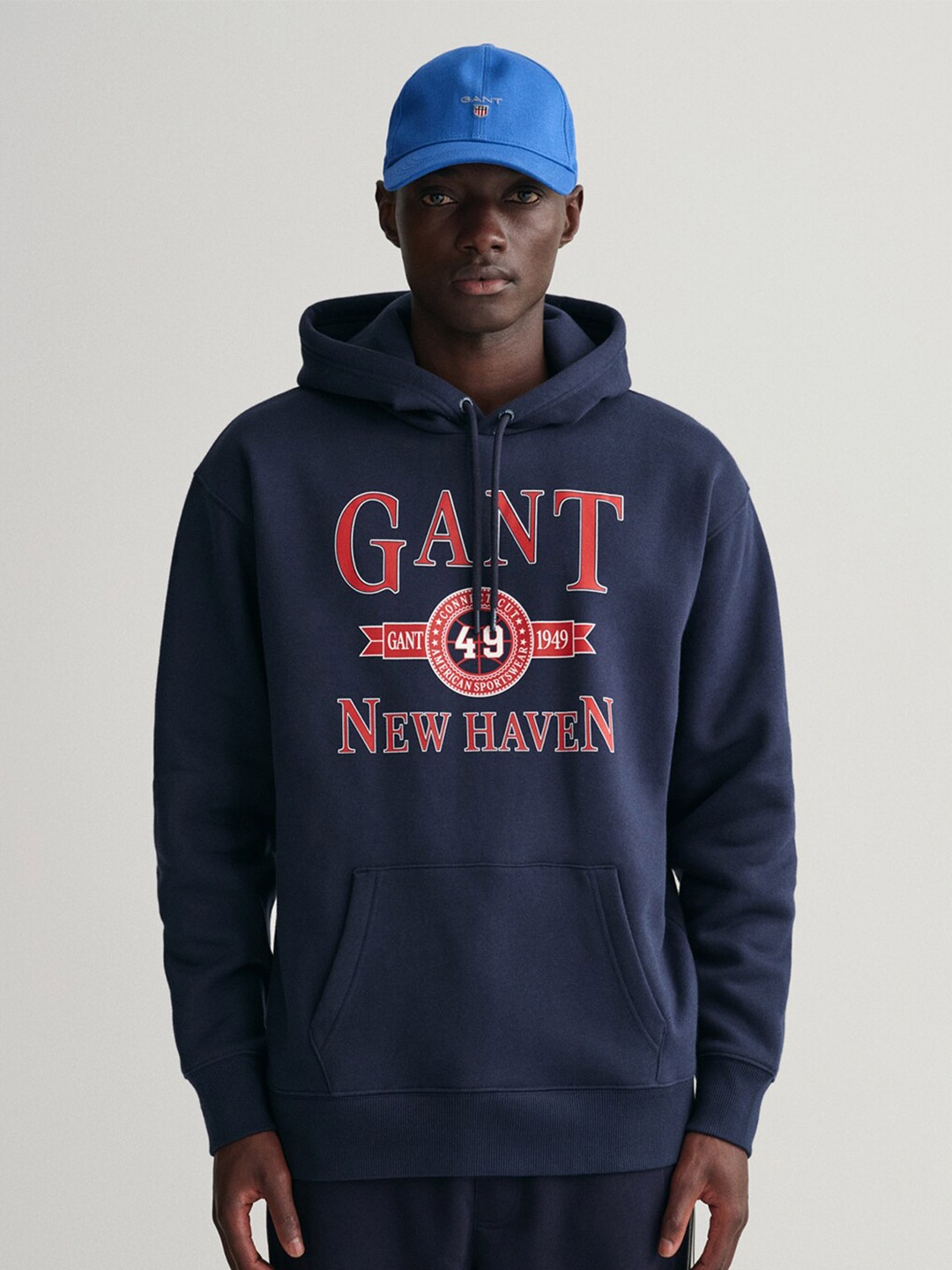 

GANT Men Blue Printed Hooded Sweatshirt