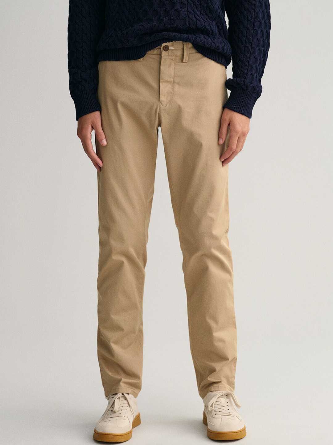 

GANT Men Comfort Slim Fit Cotton Chinos Trousers, Beige