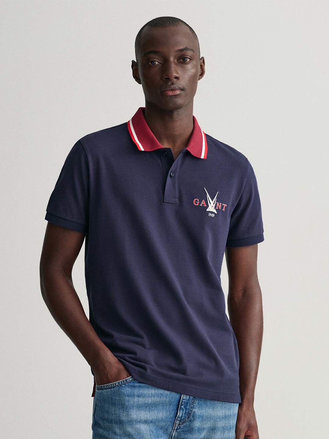 

GANT Men Cotton Polo Collar T-shirt, Blue