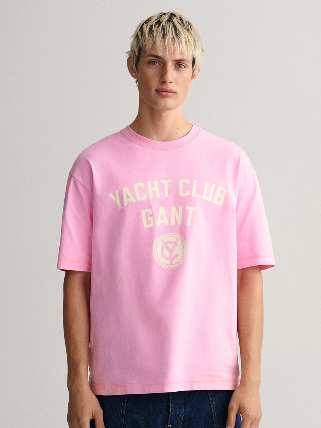 

GANT Men Typography Printed Cotton T-shirt, Pink