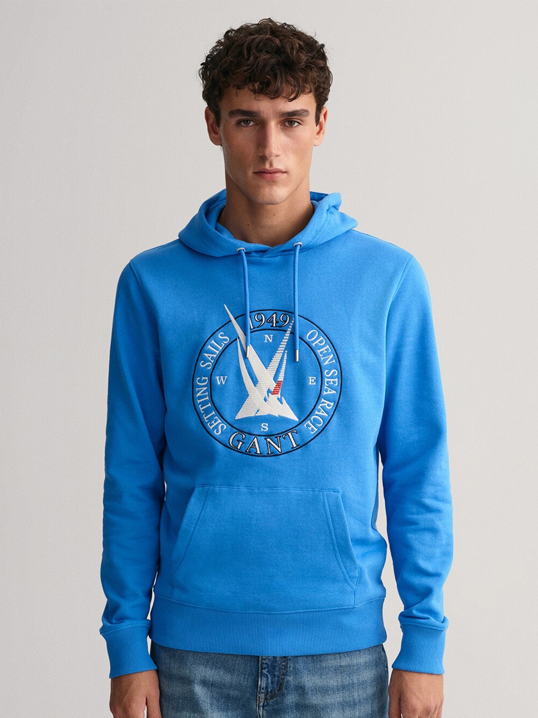

GANT Men Blue Printed Hooded Sweatshirt