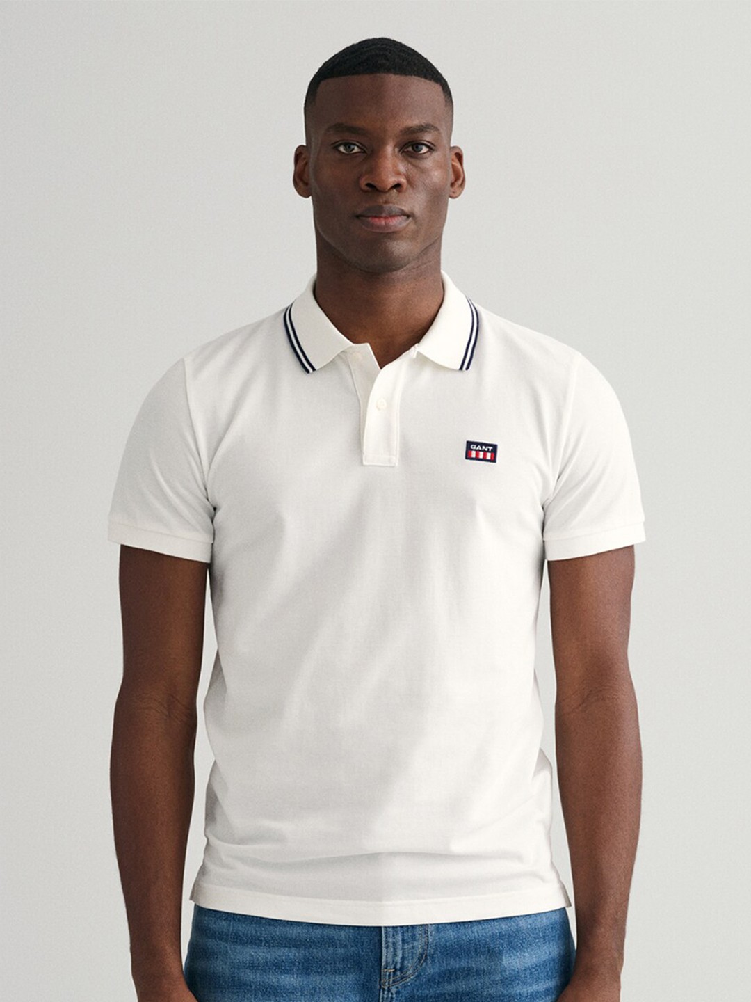 

GANT Men Cotton Polo Collar T-shirt, White