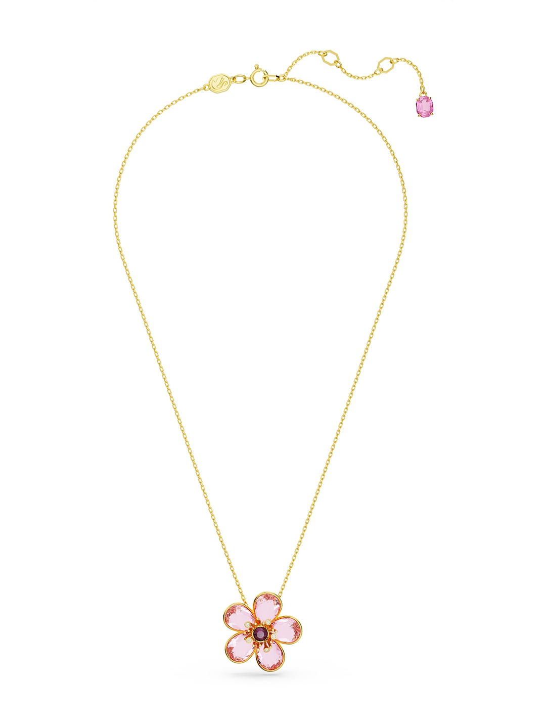 

SWAROVSKI Idyllia Floral Design Gold Plated Pendant with Chain, Pink