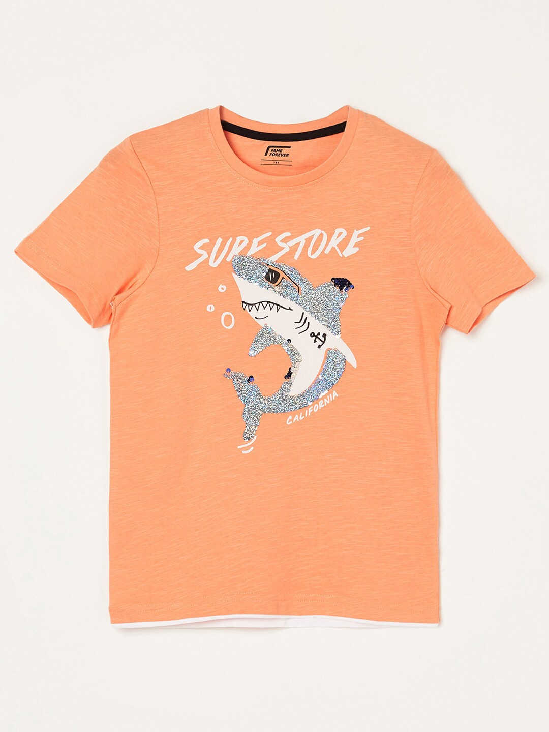 

Fame Forever by Lifestyle Boys Coral Printed Pure Cotton Applique T-shirt