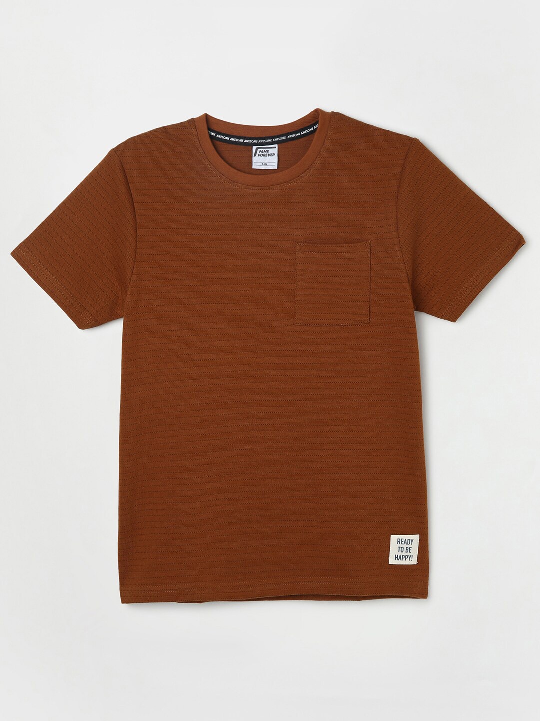 

Fame Forever by Lifestyle Boys Round Neck Pure Cotton T-shirt, Brown