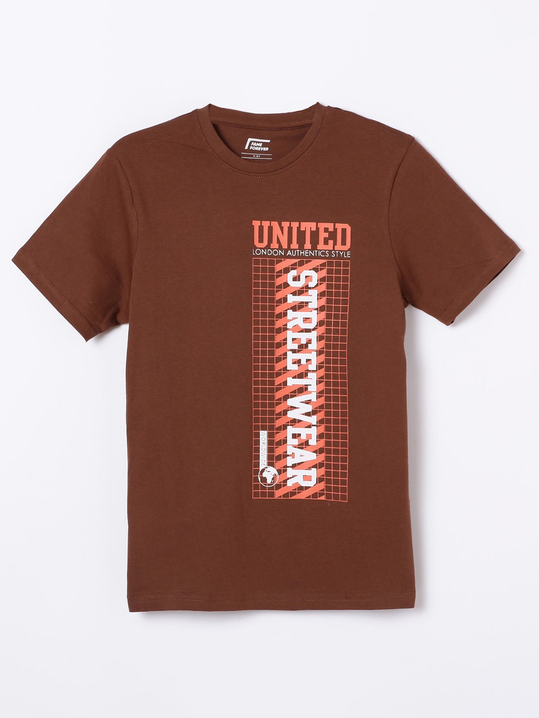 

Fame Forever by Lifestyle Boys Typography Printed Pure Cotton T-shirt, Brown
