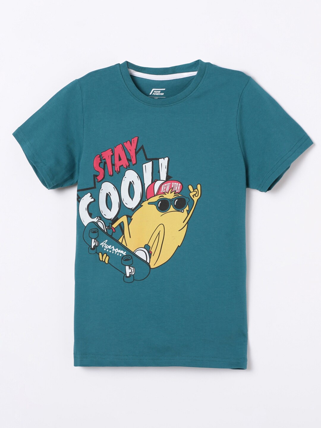 

Fame Forever by Lifestyle Boys Blue Printed Pure Cotton T-shirt