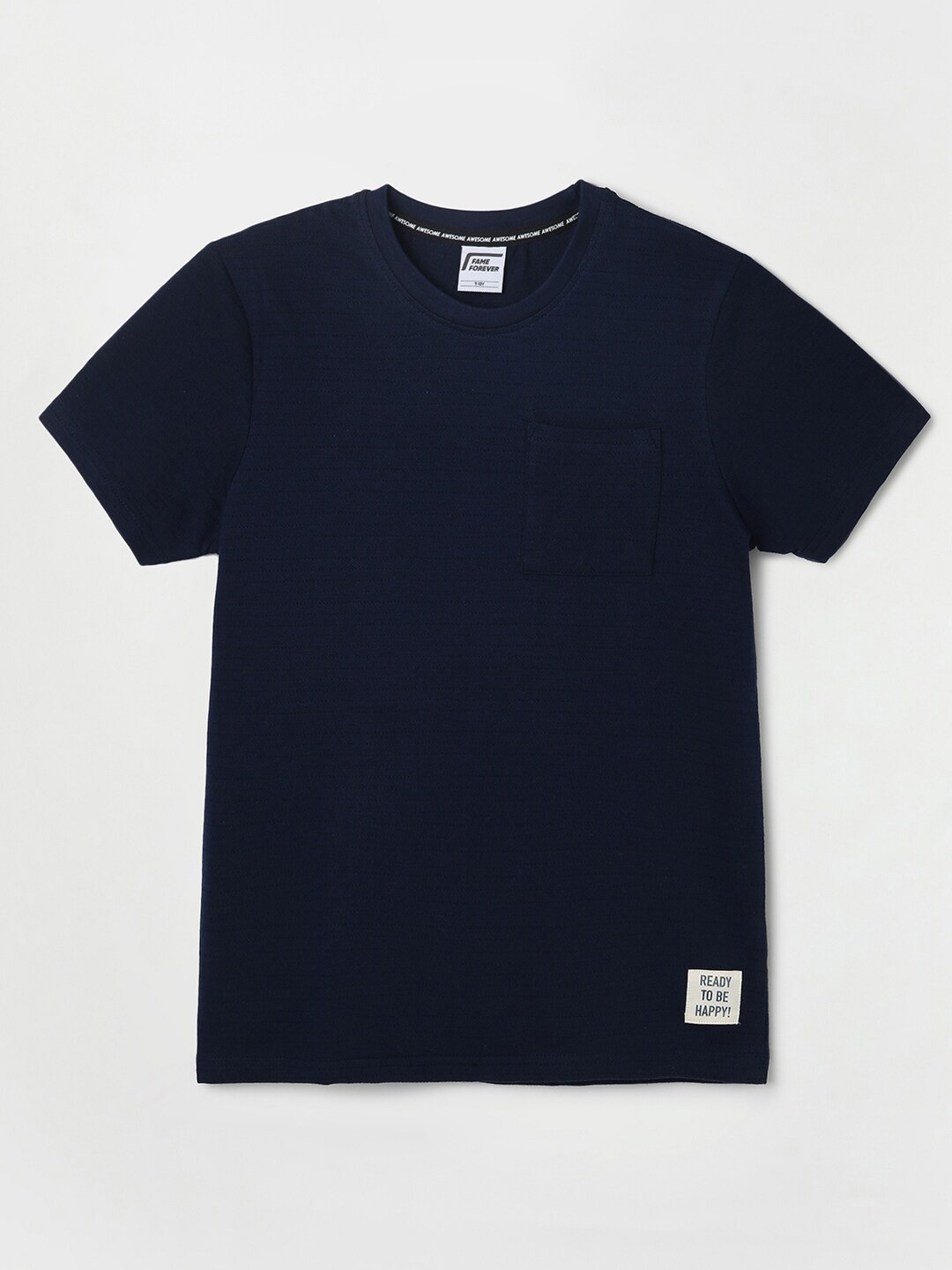 

Fame Forever by Lifestyle Boys Round Neck Pure Cotton T-shirt, Navy blue