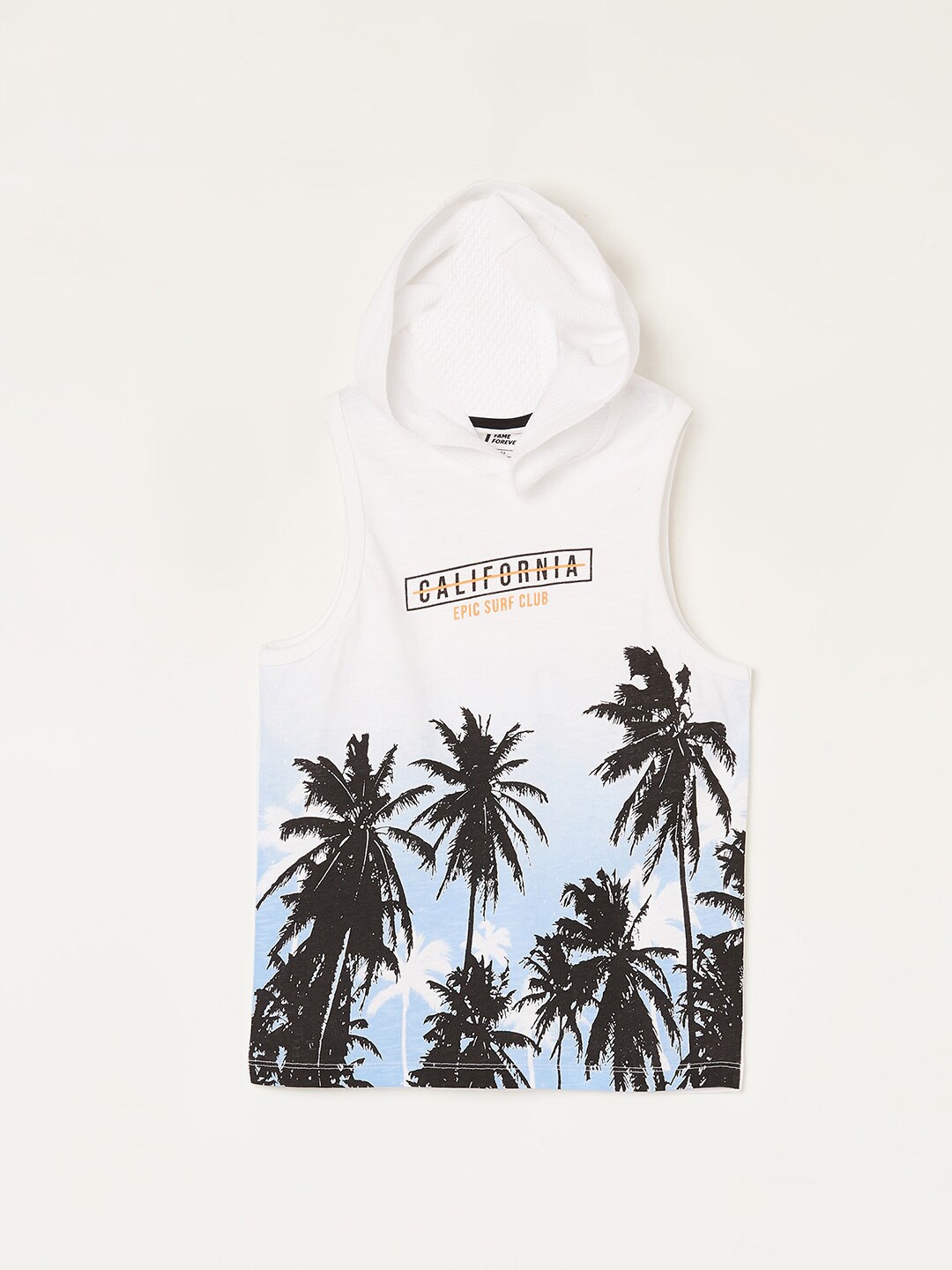 

Fame Forever by Lifestyle Boys White Printed Tropical Pure Cotton Applique T-shirt