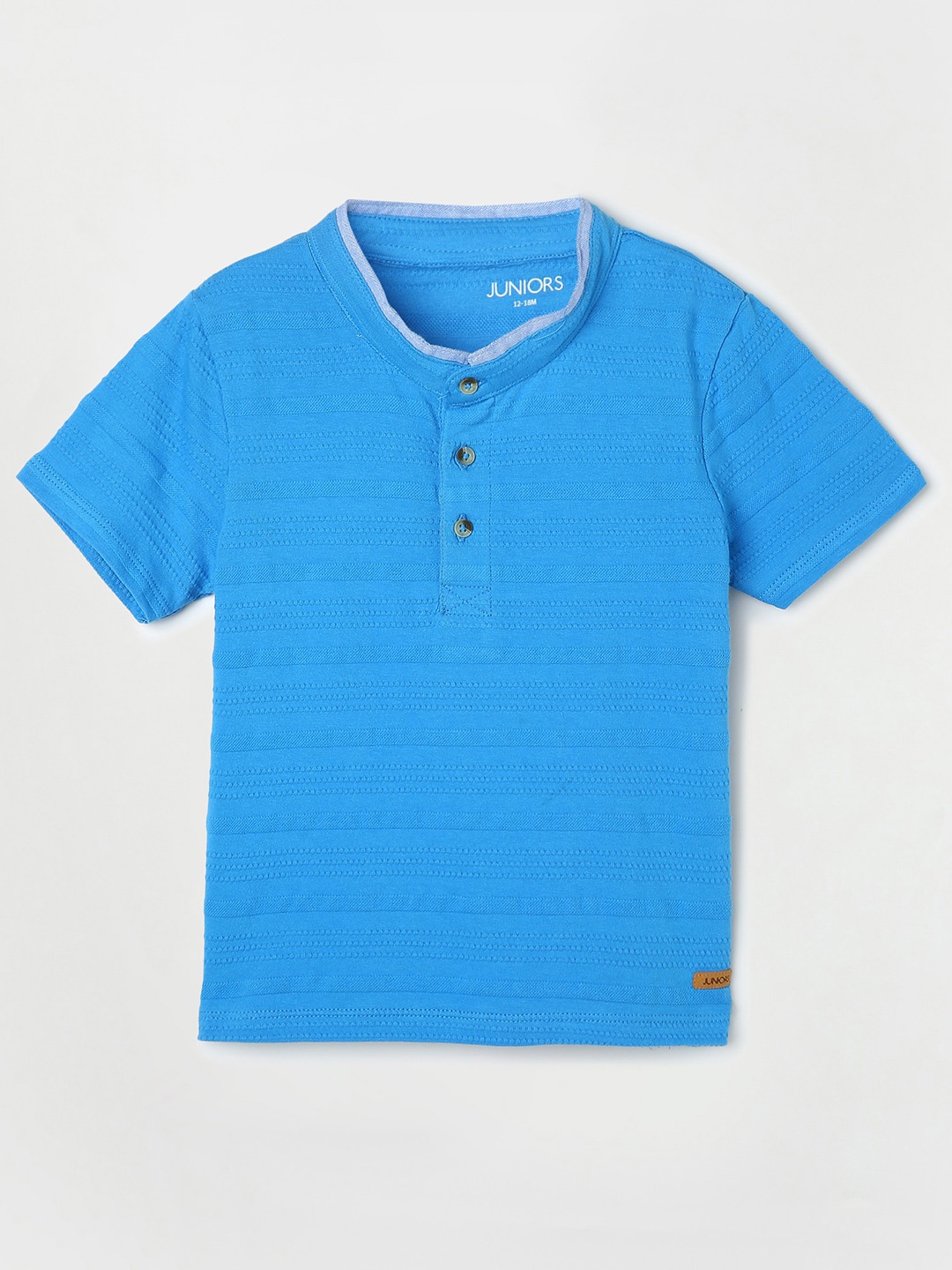 

Juniors by Lifestyle Boys Self Design Henley Neck Pure Cotton T-shirt, Blue