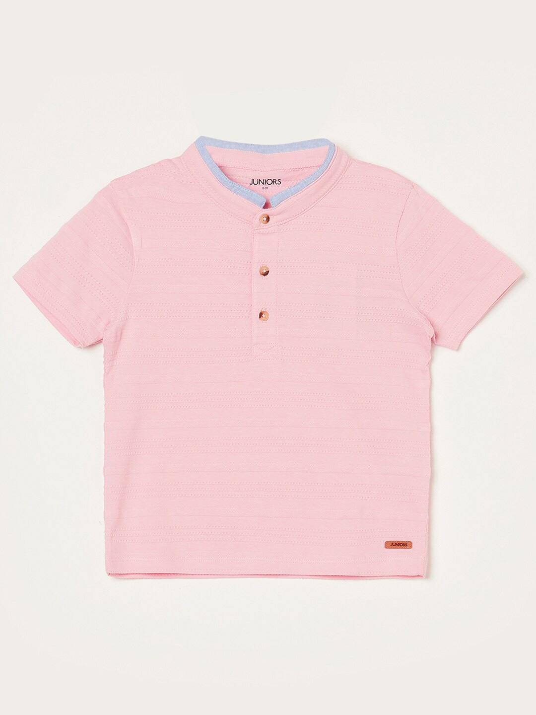 

Juniors by Lifestyle Boys Mandarin Collar Pure Cotton T-shirt, Pink