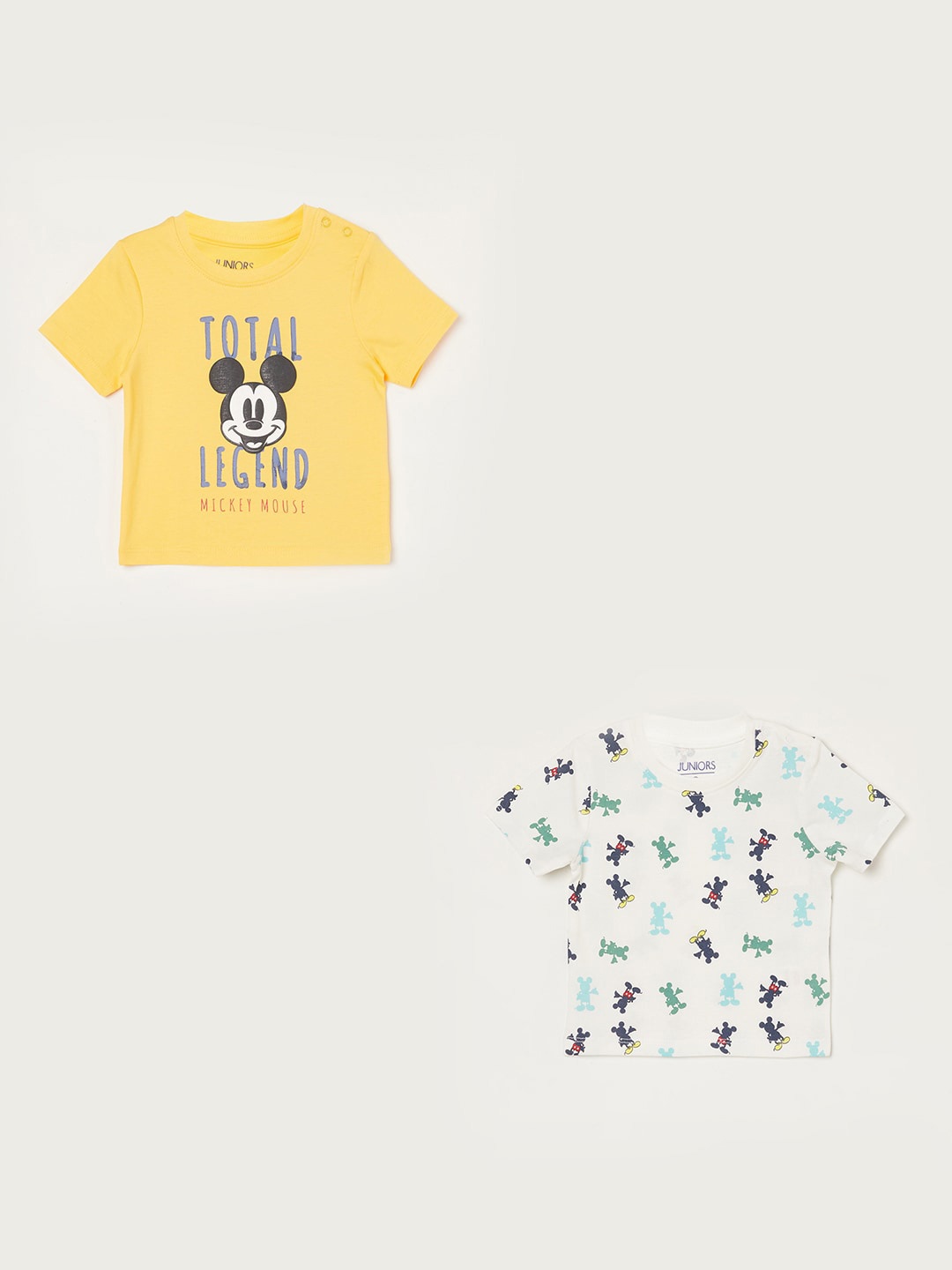

Juniors by Lifestyle Boys Pack Of 2 Mickey Mouse Printed Pure Cotton T-shirt, Yellow